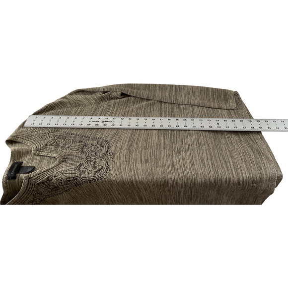 Express Women's Sweater Size Large Cotton V-Neck Embroidered Brown Striped - Picture 6 of 9